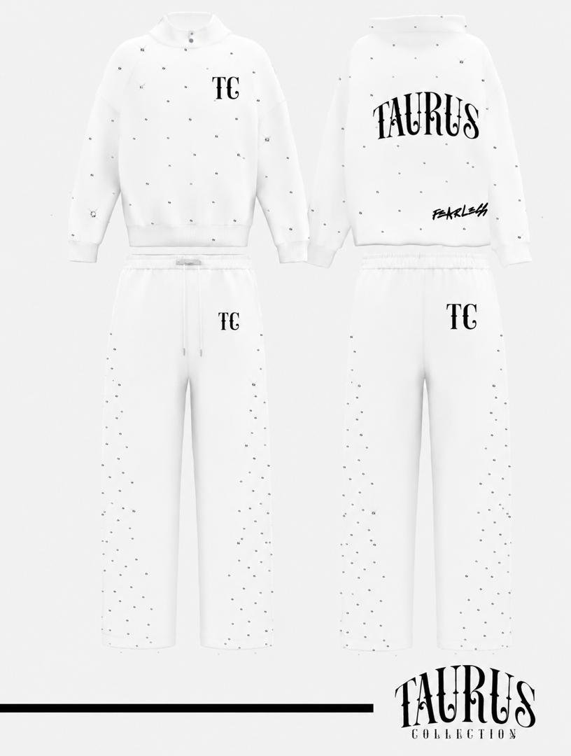 Taurus Fearless Diamond Tracksuit – White Edition